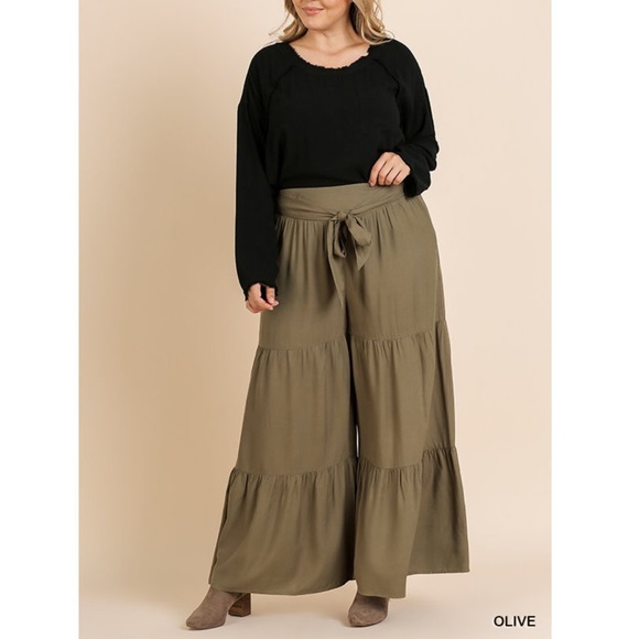 Tiered Ruffle Wide Leg Pants